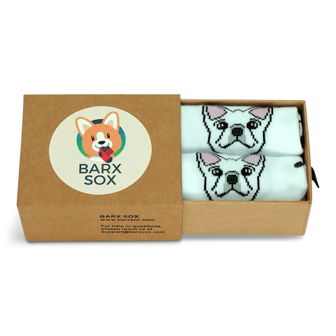 BARX SOX White Frenchie Socks - Box Image