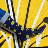 BARX SOX Navy Blue Dachshund Socks - Yellow Background
