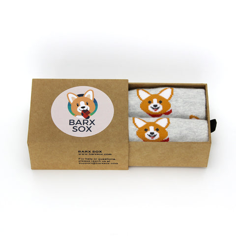 BARX SOX Grey Corgi Socks - Box Image